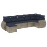 Ensemble de canapé de jardin 7 pcs avec coussins gris résine tressée 622424622424