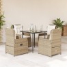 Ensemble à manger de jardin avec coussins 5pcs Beige poly rotin 622427622427