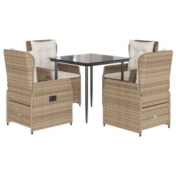 Ensemble à manger de jardin avec coussins 5pcs Beige poly rotin 622427622427