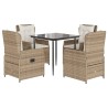 Ensemble à manger de jardin avec coussins 5pcs Beige poly rotin 622427622427