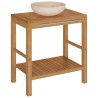 Armoire de toilette en teck solide avec lavabo en marbre Crème 622428622428