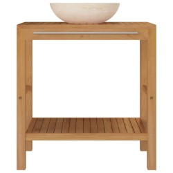Armoire de toilette en teck solide avec lavabo en marbre Crème 622428622428