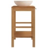 Armoire de toilette en teck solide avec lavabo en marbre Crème 622428622428