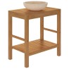 Armoire de toilette en teck solide avec lavabo en marbre Crème 622428622428
