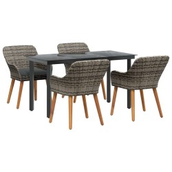 Ensemble de salle à manger pour jardin 5 pcs Gris polyrotin 622432622432