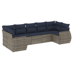 Ensemble de canapé de jardin 7 pcs avec coussins gris résine tressée 622434622434