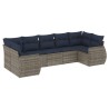 Ensemble de canapé de jardin 7 pcs avec coussins gris résine tressée 622434622434