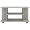 Meuble TV et roulettes gris béton 80x40x45 cm bois d'ingénierie 622435622435