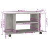 Meuble TV et roulettes gris béton 80x40x45 cm bois d'ingénierie 622435622435