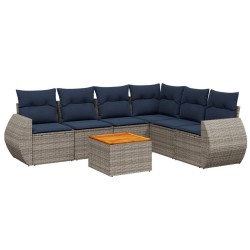 Ensemble de canapé de jardin 7 pcs avec coussins gris résine tressée 622436622436