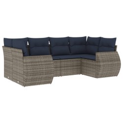 Ensemble de canapé de jardin 6 pcs avec coussins gris résine tressée 622445622445