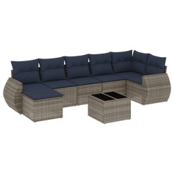 Ensemble de canapé de jardin 8 pcs avec coussins gris résine tressée 622450622450