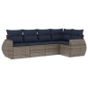 Ensemble de canapé de jardin 5 pcs avec coussins gris résine tressée 622454622454