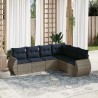 Ensemble de canapé de jardin 6 pcs avec coussins gris résine tressée 622456622456