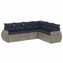 Ensemble de canapé de jardin 6 pcs avec coussins gris résine tressée 622456622456