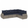 Ensemble de canapé de jardin 6 pcs avec coussins gris résine tressée 622456622456