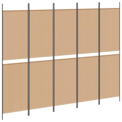 Paravent 5 panneaux Beige 250 x 200 cm Tissu 622457622457