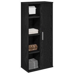 Meuble de salle de bain avec porte-rouleau noir 39x22x90 cm 622458622458