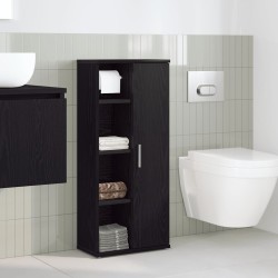 Meuble de salle de bain avec porte-rouleau noir 39x22x90 cm 622458622458