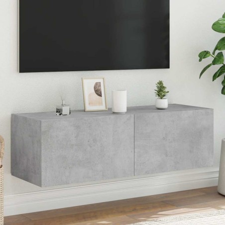 Meuble TV mural avec lumières LED gris béton 100x35x31 cm 622461622461