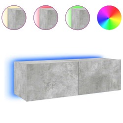 Meuble TV mural avec lumières LED gris béton 100x35x31 cm 622461622461