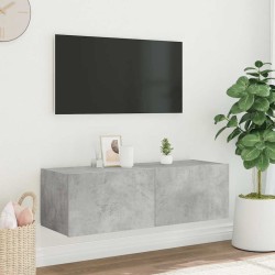 Meuble TV mural avec lumières LED gris béton 100x35x31 cm 622461622461