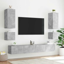 Meuble TV mural avec lumières LED gris béton 100x35x31 cm 622461622461