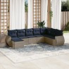 Ensemble de canapé de jardin 8 pcs avec coussins gris résine tressée 622462622462