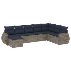 Ensemble de canapé de jardin 8 pcs avec coussins gris résine tressée 622462622462