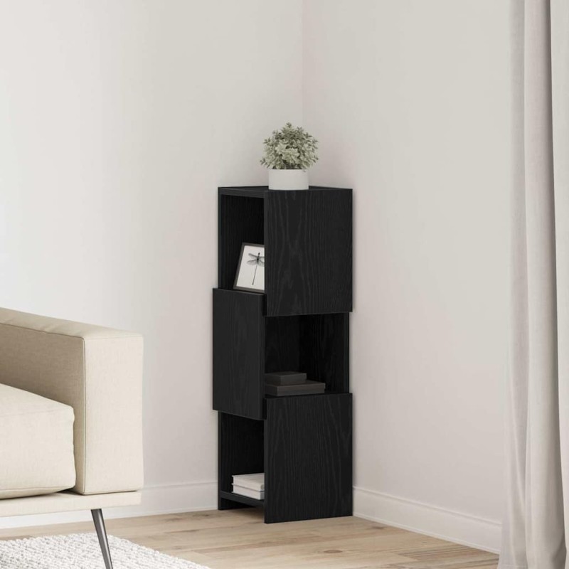 Meuble d'angle Chêne noir 25,5x25x80cm Bois d'ingénierie 622465622465