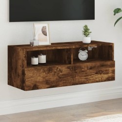 Meuble TV mural chêne fumé 80x30x30 cm bois d'ingénierie 622467622467