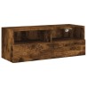 Meuble TV mural chêne fumé 80x30x30 cm bois d'ingénierie 622467622467