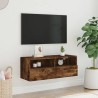 Meuble TV mural chêne fumé 80x30x30 cm bois d'ingénierie 622467622467