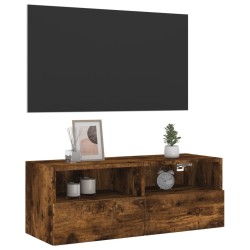 Meuble TV mural chêne fumé 80x30x30 cm bois d'ingénierie 622467622467