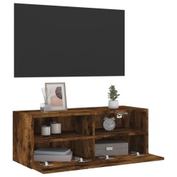 Meuble TV mural chêne fumé 80x30x30 cm bois d'ingénierie 622467622467