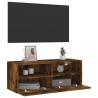 Meuble TV mural chêne fumé 80x30x30 cm bois d'ingénierie 622467622467