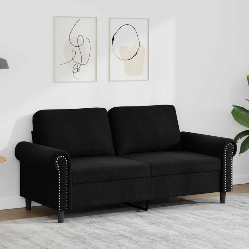 Canapé à 2 places Noir 140 cm Velours 622471622471