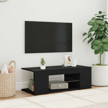 Meuble TV avec lumières LED Noir 90x39x30 cm 622473622473
