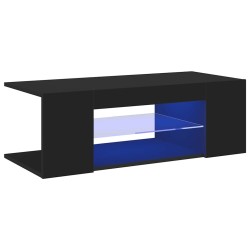 Meuble TV avec lumières LED Noir 90x39x30 cm 622473622473