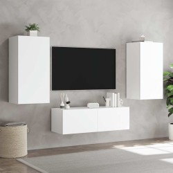 Meuble TV mural avec lumières LED blanc 40,5x35x80 cm 622474622474