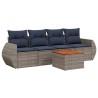 Ensemble de canapé de jardin 5 pcs avec coussins gris résine tressée 622477622477