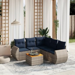 Ensemble de canapé de jardin 6 pcs avec coussins gris résine tressée 622481622481