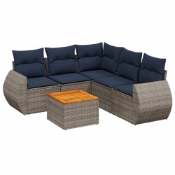 Ensemble de canapé de jardin 6 pcs avec coussins gris résine tressée 622481622481