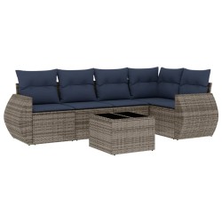 Ensemble de canapé de jardin 6 pcs avec coussins gris résine tressée 622483622483