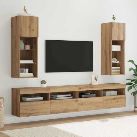 Meubles TV muraux 2 pcs Chêne artisanal Bois d'ingénierie 622484622484