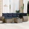 Ensemble de canapé de jardin 7 pcs avec coussins gris résine tressée 622486622486