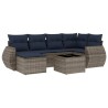 Ensemble de canapé de jardin 7 pcs avec coussins gris résine tressée 622486622486