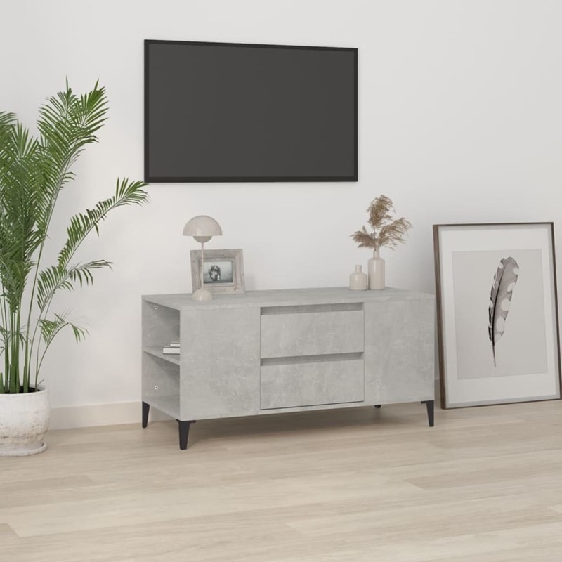 Meuble TV Gris béton 102x44,5x50 cm Bois d'ingénierie 622488622488
