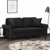 Canapé 2 places avec oreillers décoratifs noir 140 cm velours 622491622491