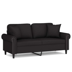 Canapé 2 places avec oreillers décoratifs noir 140 cm velours 622491622491